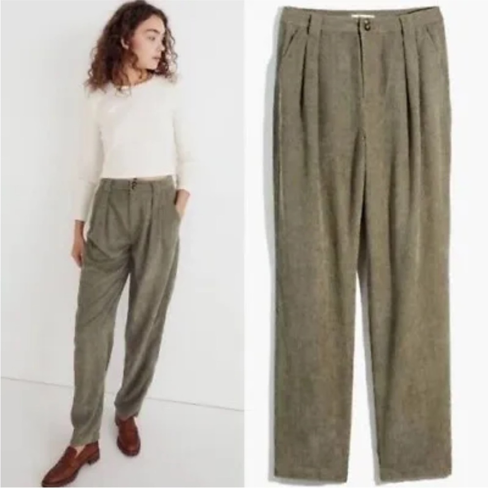 Olive Green Women's Pleated Pants